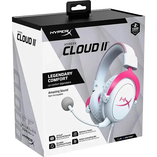 Ігрові навушники з мікрофоном HyperX Cloud II (KHX-HSCP-PK) рожеві - фото 10