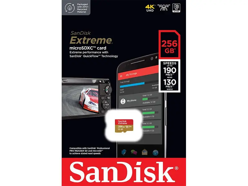 Карта пам'яті SanDisk Extreme microSDXC UHS-I U3 V30 A2 256 GB (SDSQXAV-256G-GN6MN) - фото 3