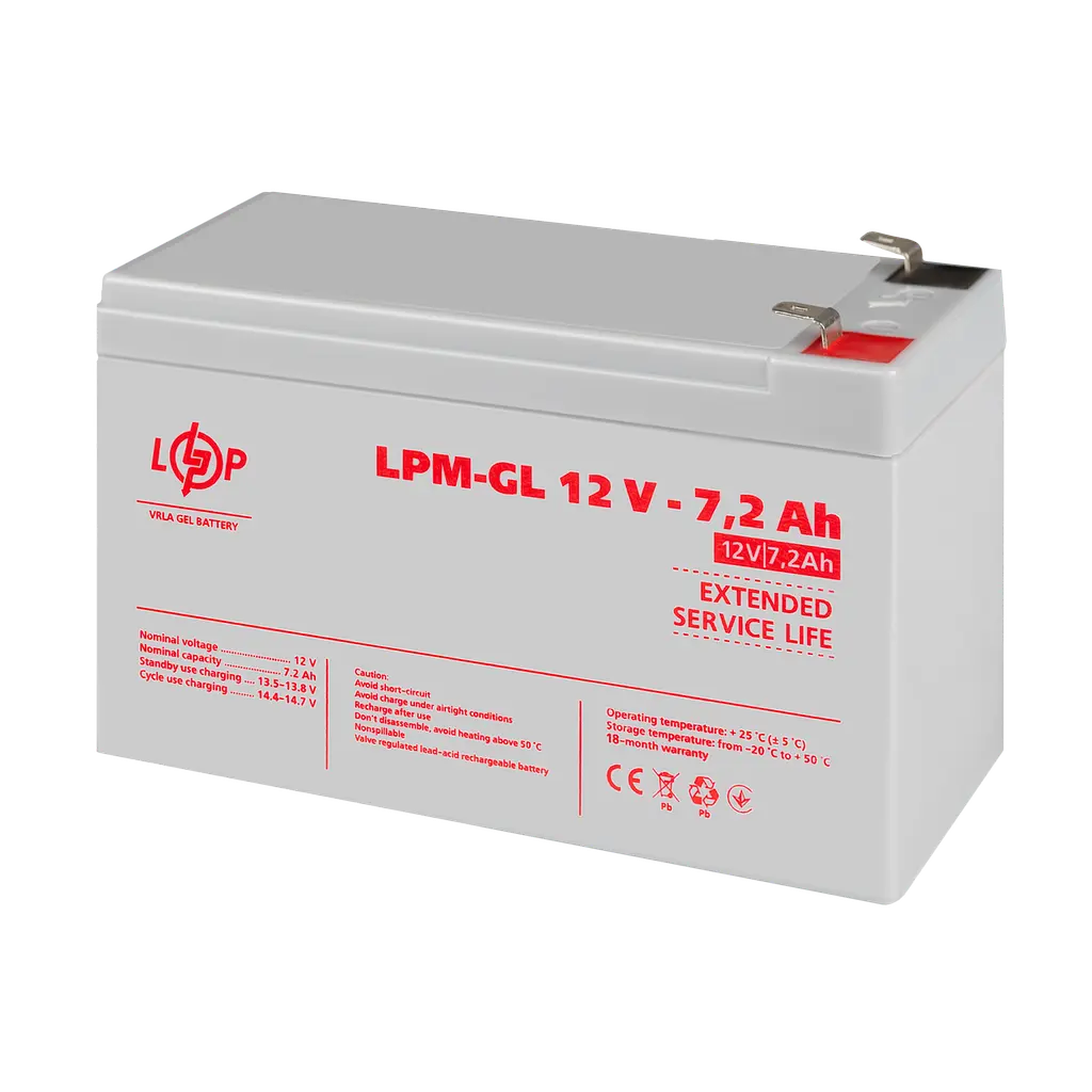 Аккумулятор гелевой LPM-GL 12V - 7.2 Ah - фото 3