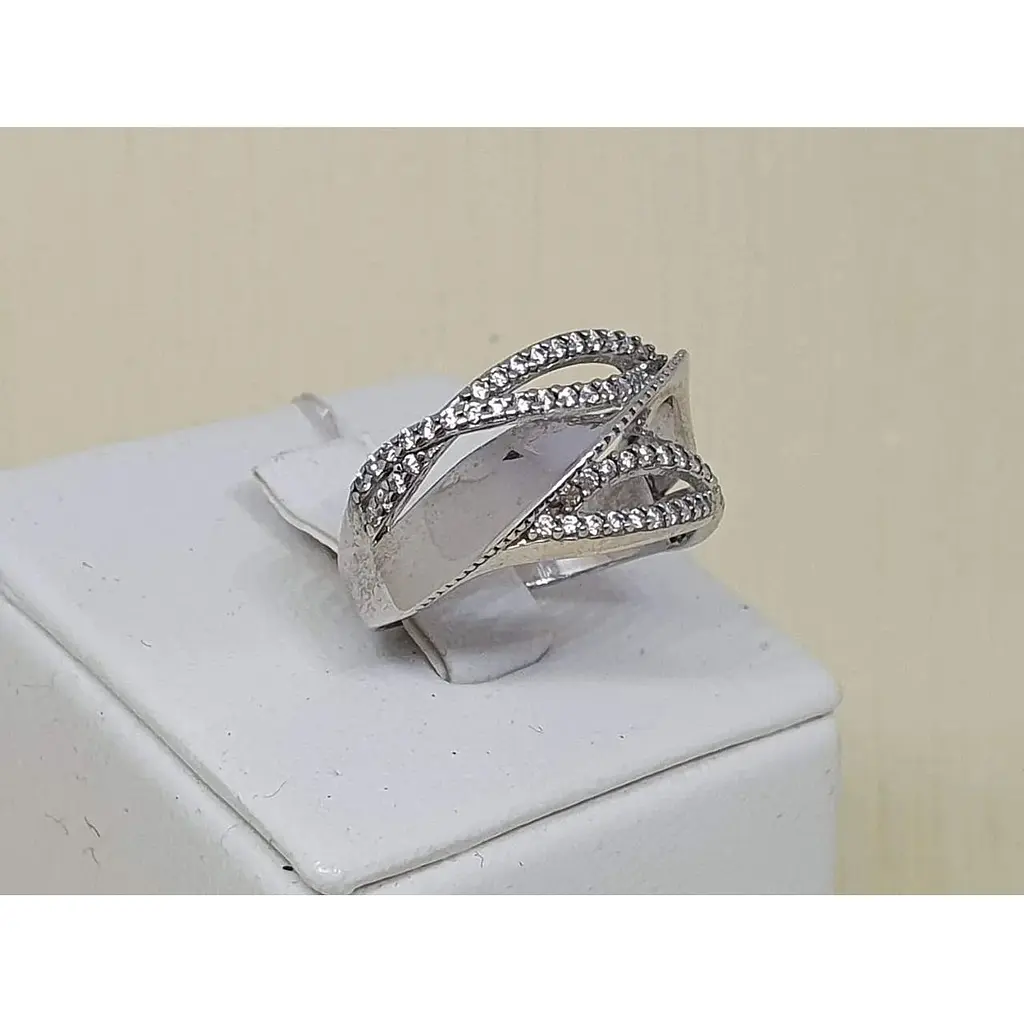 Срібне кільце Імперія золота з фіанітами. Артикул КВ1124С 17,5 - фото 3