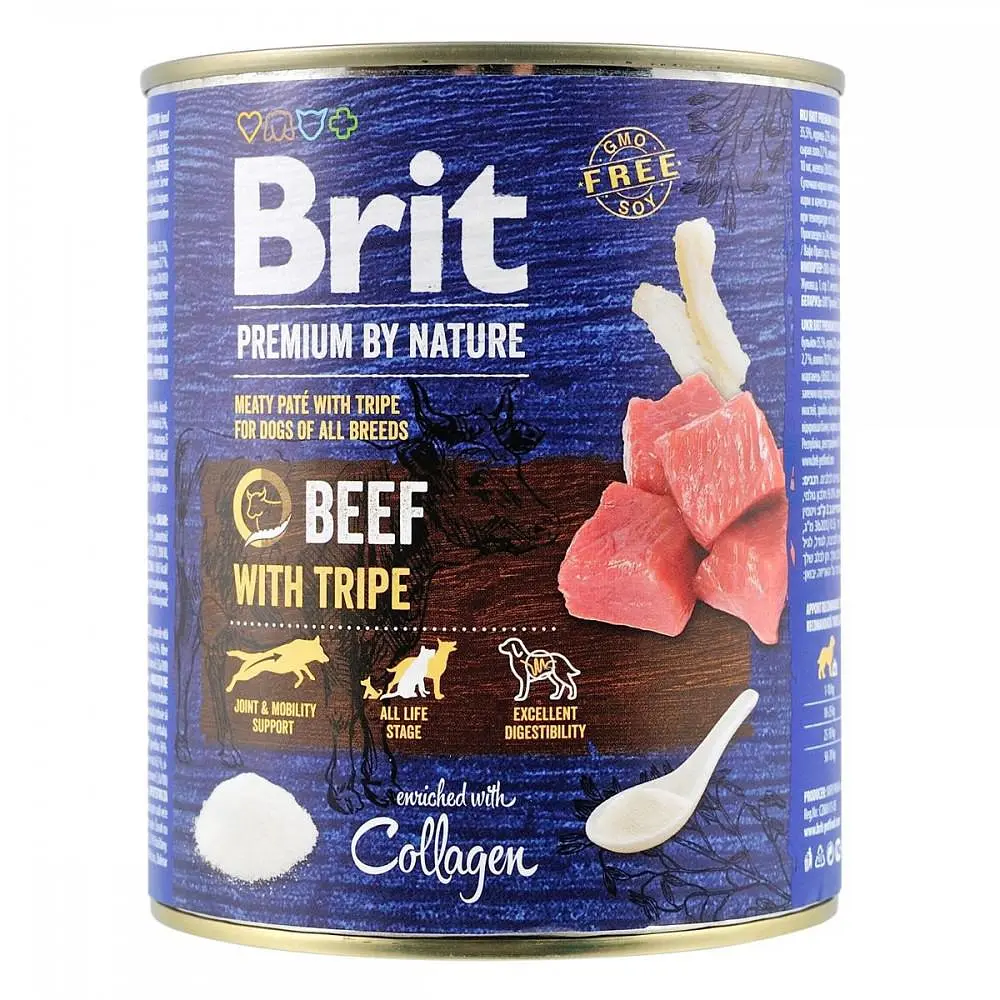 Вологий корм Brit Premium by Nature Бріт для собак, яловичина з тельбухами, 800 г (арт.100413/538607)