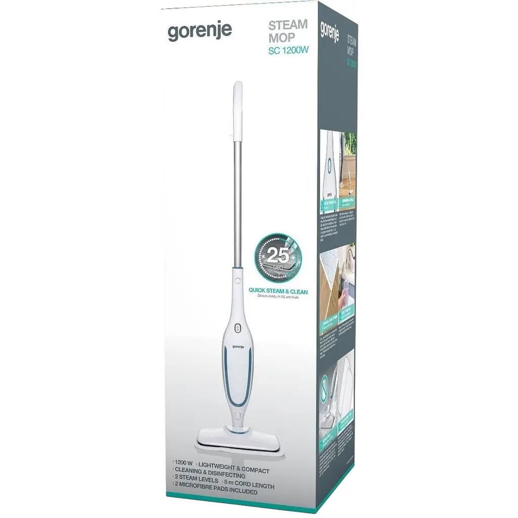 Пароочищувач-швабра Gorenje SC 1200 W біла (00000024989) - фото 4