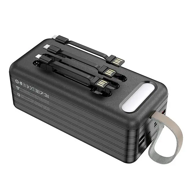 Зовнішній акумулятор Hoco DB21 large display power bank 80000mAh 6 портів 4USB Type-C Lightning - фото 4