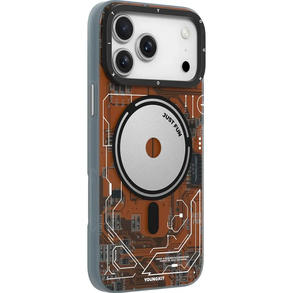 Чохол YoungKit Futuristic Circuit Board with Magnetic Ring для Apple iPhone 17 Pro Max Orange [168260] - фото 3