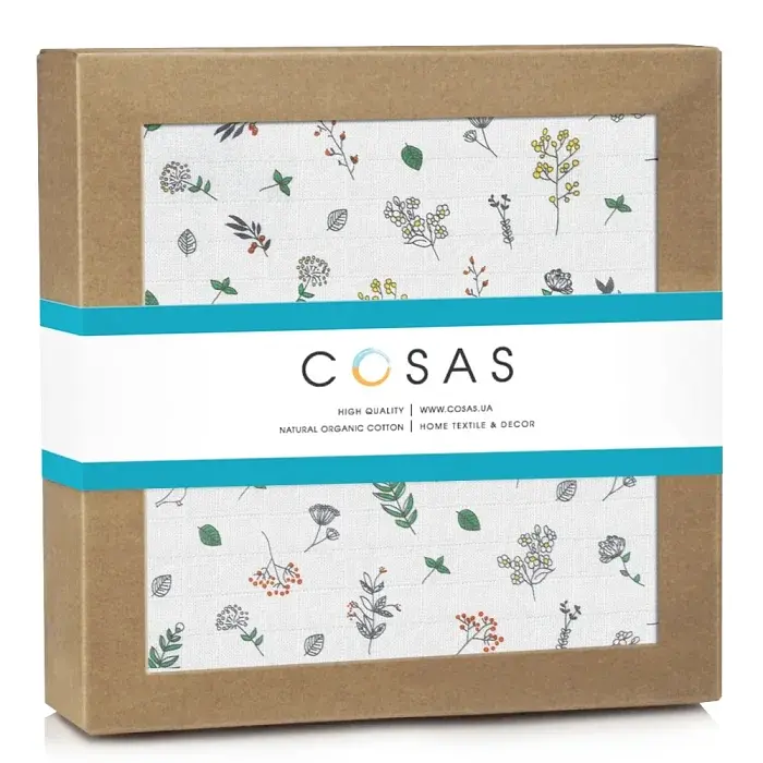 Муслінова пелюшка Cosas Wildflowers 110х150 см біла (MuslinDiapers_FoliageBirds_110x150) - фото 2