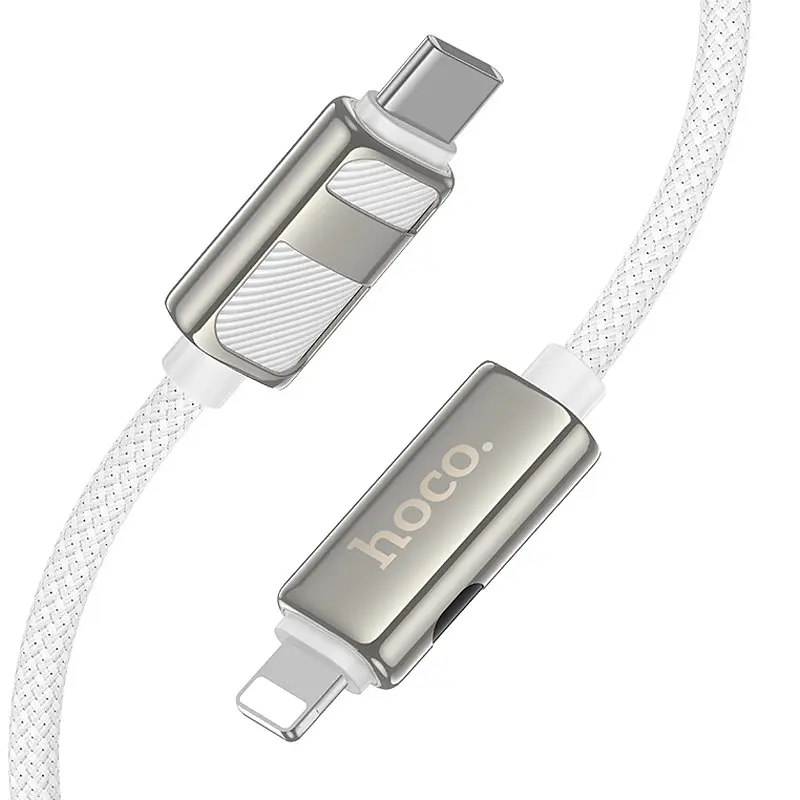 Дата кабель Hoco U137 Line with display Type-C to Lightning 27W (1.2m) White - фото 4