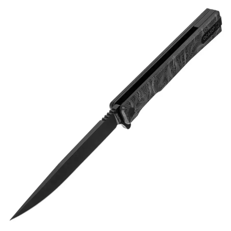 Ніж Ocaso Solstice, Engraved titanium Topo Pattern, Black (10ETB) - фото 4