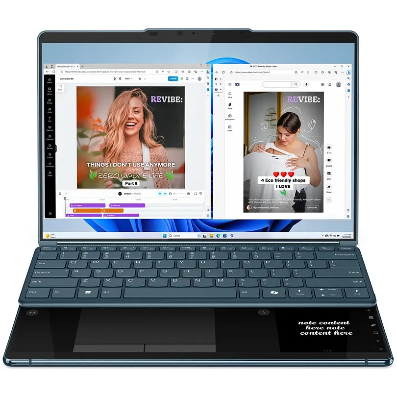 Ноутбук Lenovo Yoga Book 9 13IMU9 з процесором Intel® Core™ Ultra 7 155U pana la 4.8GHz, 2 x 13.3", 2.8K, WQXGA+, OLED, сенсорний, 32GB LPDDR5x RAM, 1TB SSD, Intel® графікою, Windows® Care - фото 5