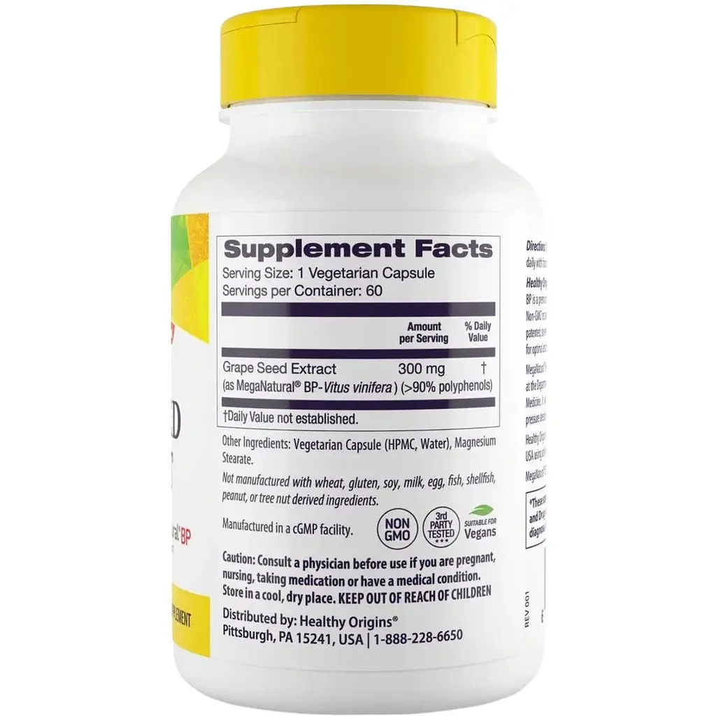 Екстракт виноградних кісточок Healthy Origins MegaNatural-BP Grape Seed Extract 300 мг 60 вегетаріанських капсул - фото 2