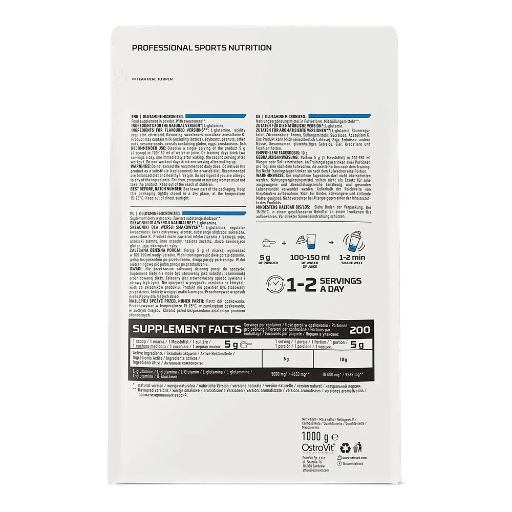 Аминокислота OstroVit Glutamine 1 кг - фото 2