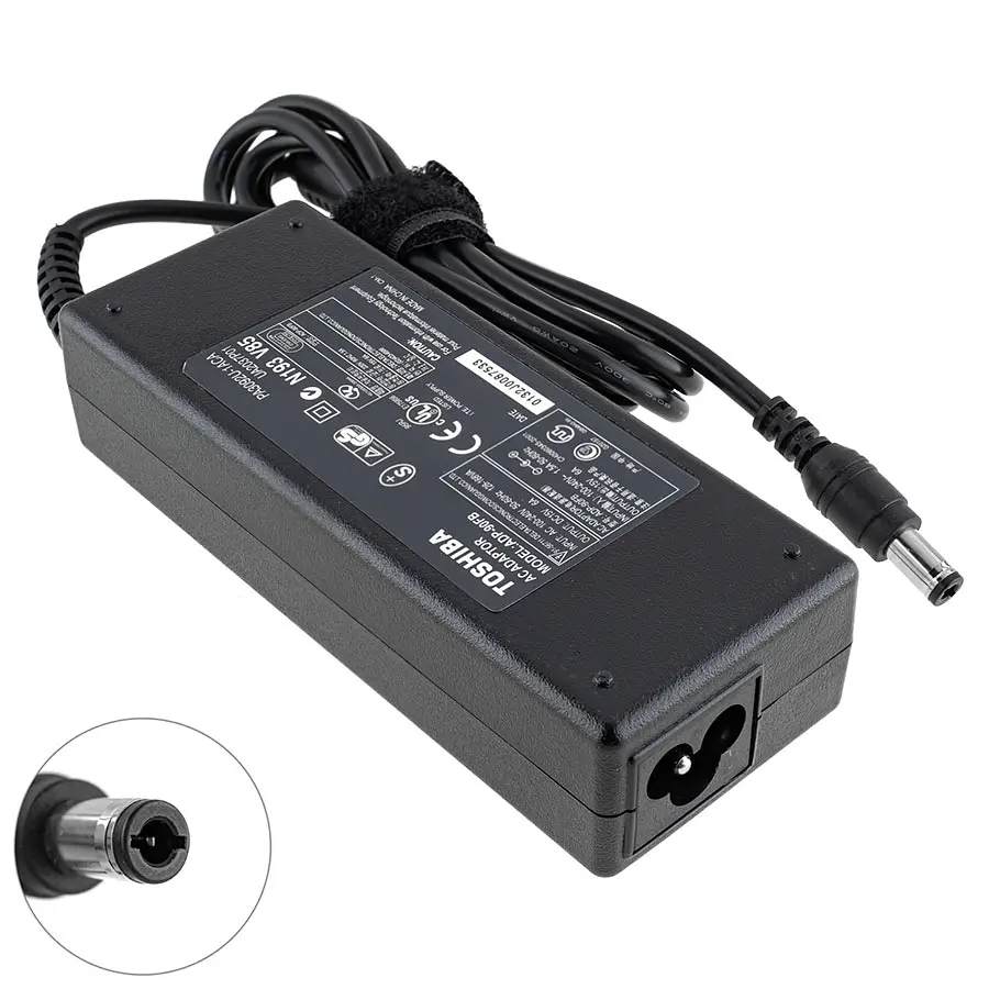 Блок живлення для ноутбука TOSHIBA 15V, 6A, 90W, 6.3x3.0мм, 3hole, black (без кабеля!) - фото 2
