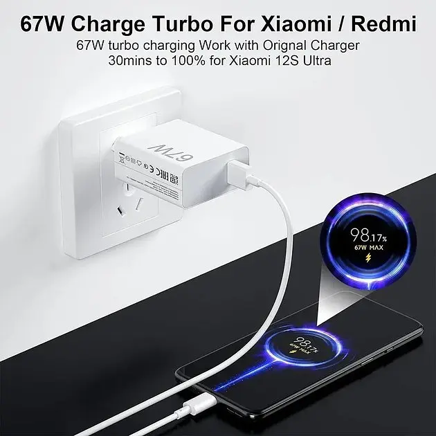 Зарядний пристрій Xiaomi 67W HyperCharge (Type-A) (BHR07SKEU) - фото 3