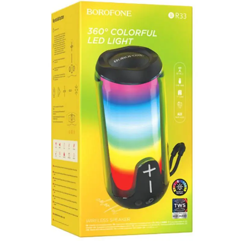 Bluetooth Колонка Borofone BR33 Pulse color sports Black - фото 2