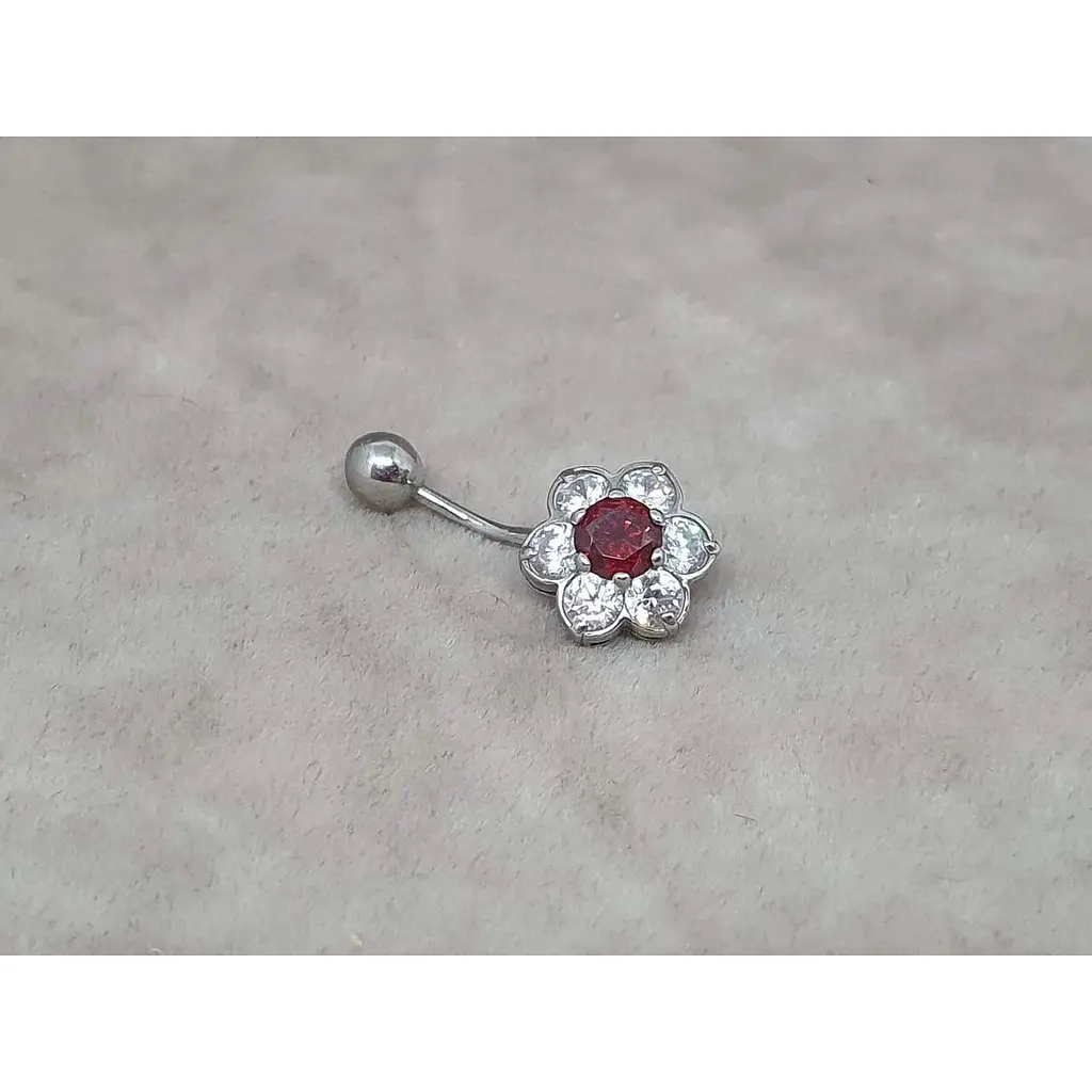 Серебряная серьга для пирсинга пупка Ирий с фианитами. 6010 Красный - фото 2