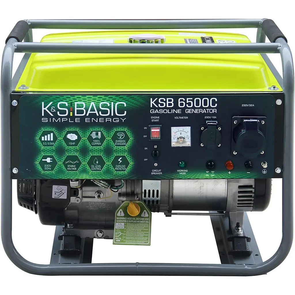 Генератор Синхронний KonnerSohnen Basic KSB 6500C 66.6кг / 5000 Вт / Бензин (KSB6500C) - фото 2