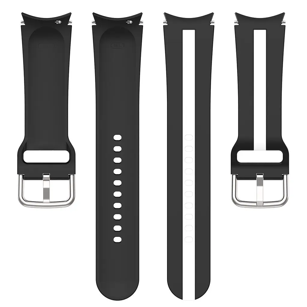 Ремінець для Samsung Galaxy Watch 6 40mm 6 44mm - чорно-білий ширина кріплення 20мм силікон Watchbands D2 (W16-9WB84122939) - фото 5
