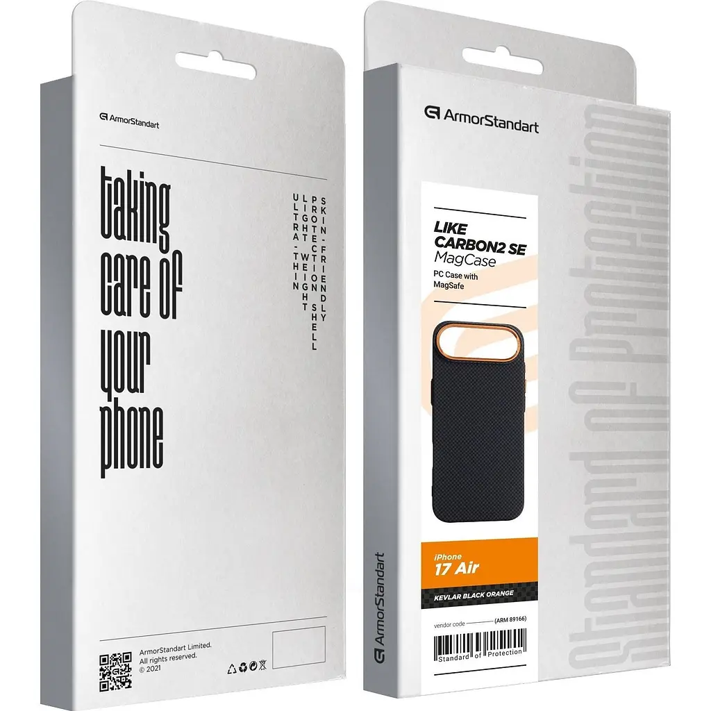 Чохол ArmorStandart LikeCarbon2 SE MagCase для Apple iPhone Air Kevlar Black Orange (ARM89166) [156296] - фото 8