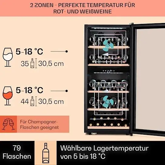 Винний холодильник Klarstein Vinamour 66 Duo (10041394) - фото 3