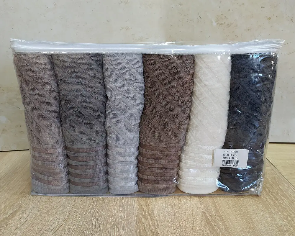 Набір турецьких махрових рушників 50х90 Gulcan 6 шт Jacquard Cotton Lux Yeni Cizgili - фото 4