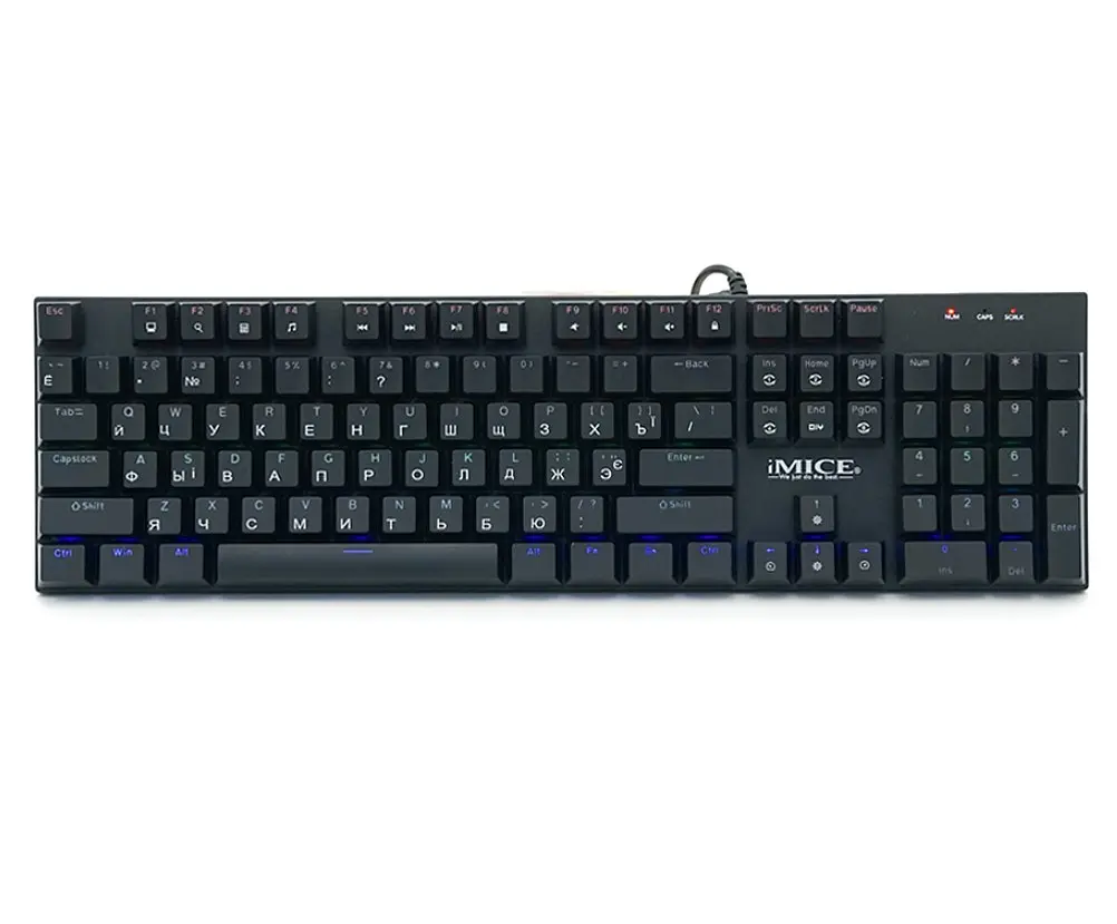 Клавиатура механическая игровая с подсветкой iMICE Model GK-600 USB Wired Type-C, Eng/Укр/Рус, Black - фото 3