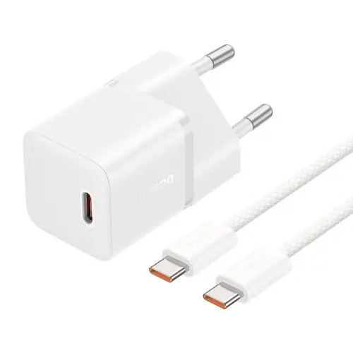 Мережевий зарядний пристрій Baseus GaN5 Fast Charger(mini) 1C 20W Cable Type-C to Type-C 1m білий P10110900213-01 - фото 4