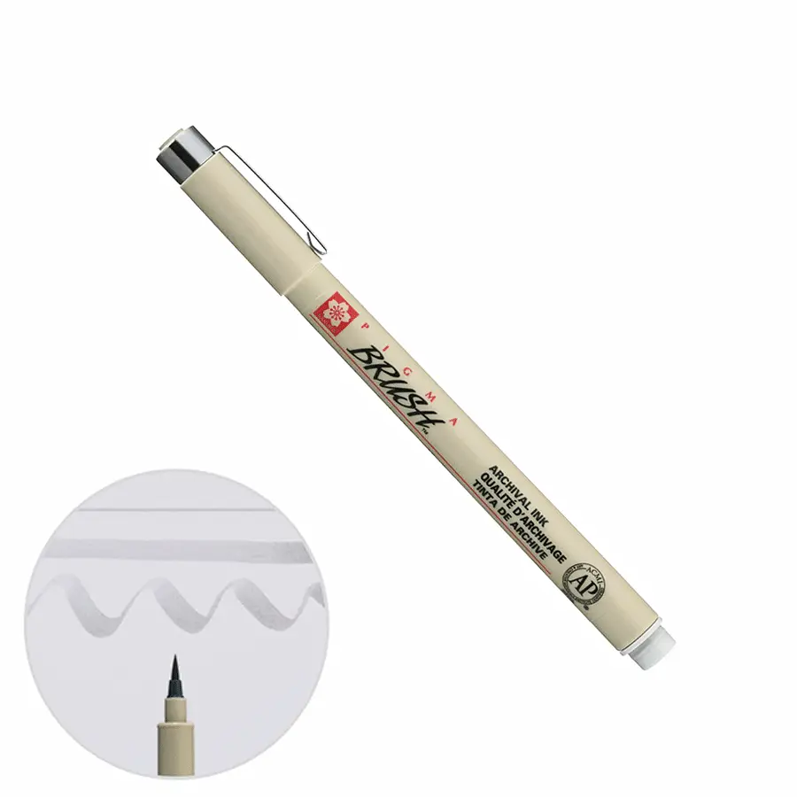 Лінер-пензель Sakura PIGMA Brush, сірий світлий