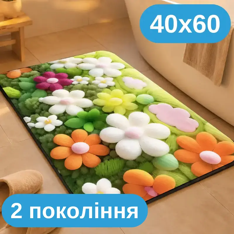 Килимок у ванну 40×60 см — вологопоглинаюче покриття з матеріалу другого покоління, абсорбуючий антиковзкий KT9000355 - фото 2