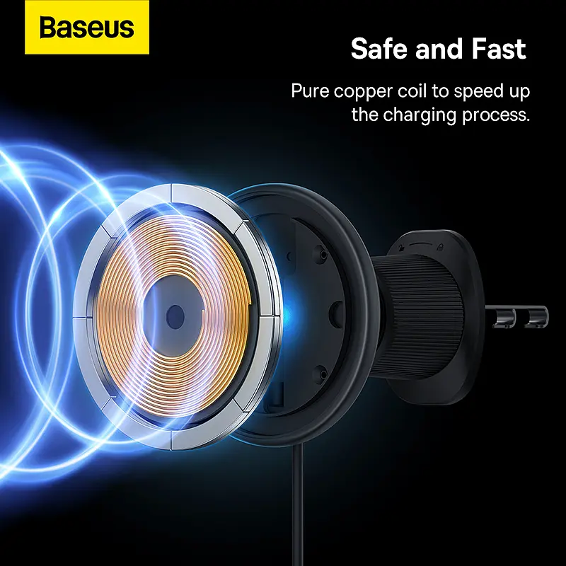 Автотримач для телефона з БЗП Baseus CW01 Magnetic Wireless Charging Car Mount Air Vent Version 15W Cluster Black (C40141001111-00) - фото 7