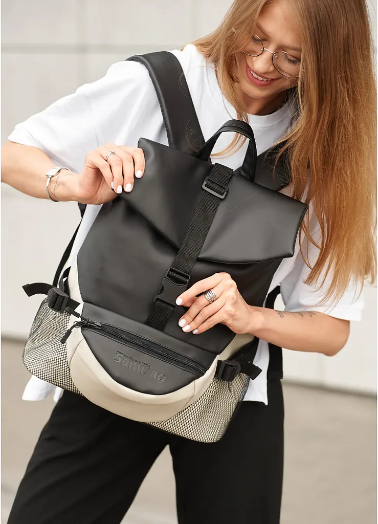Жіночий рюкзак Sambag RENEDOUBLE чорно-сірий 37 x 31 x 14 см (27151130r) - фото 7