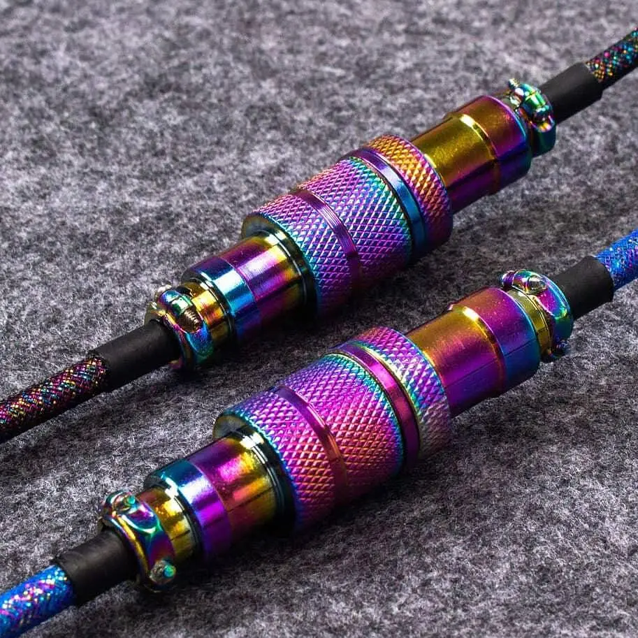 Кабель Keychron Type-A/Type-C Premium Coiled Aviator Cable-Straight Rainbow Palted black (CAB5_KEYCHRON) - фото 5