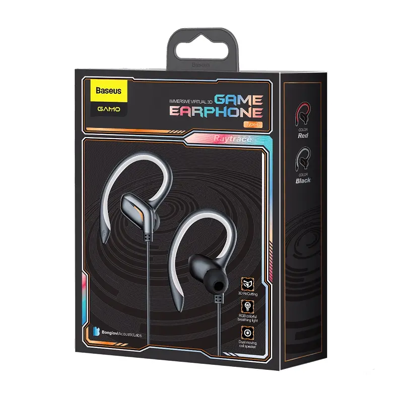 Дротові навушники Baseus Gamo Immersive Virtual 3D Game Type-З Earphone, 1.2m, black - фото 4