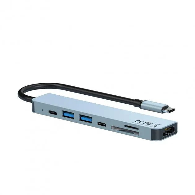 Концентратор XO HUB008 7 in 1 Black - фото 2