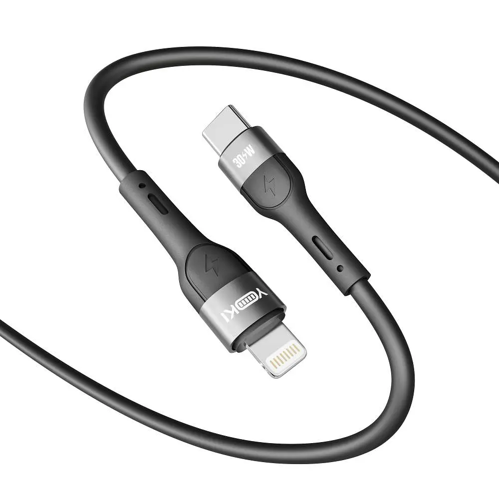 Кабель для заряджання та обміну даними USB Yoki YK-EX11 EXTRA Series Type-C to Lightning 30W 3A/10V 2 m Black - фото 3