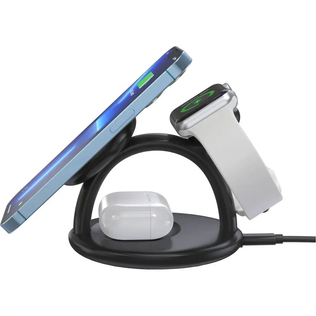 Бездротовий зарядний пристрій Choetech T587-F Magnetic 3 в 1 Wireless Charging Stand Black [101519] - фото 3
