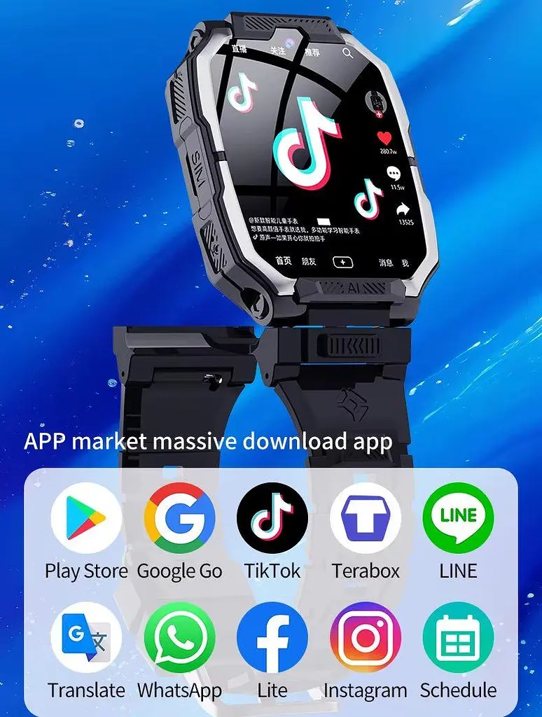 Дитячий смарт годинник Lemfo D34 на Android OS з поворотно-знімним корпусом, GPS трекером, 4G SIM-картою, відеодзвінками, 16GB пам’яті, TikTok, YouTube, Instagram, WhatsApp, прослушкою та SOS Чорний - фото 3