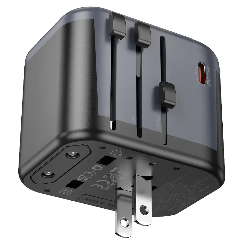 Мережевий зарядний пристрій BOROFONE BAC13 Leader 3-port PD20W(1C2A) universal conversion charger Black (6941991117169) - фото 6