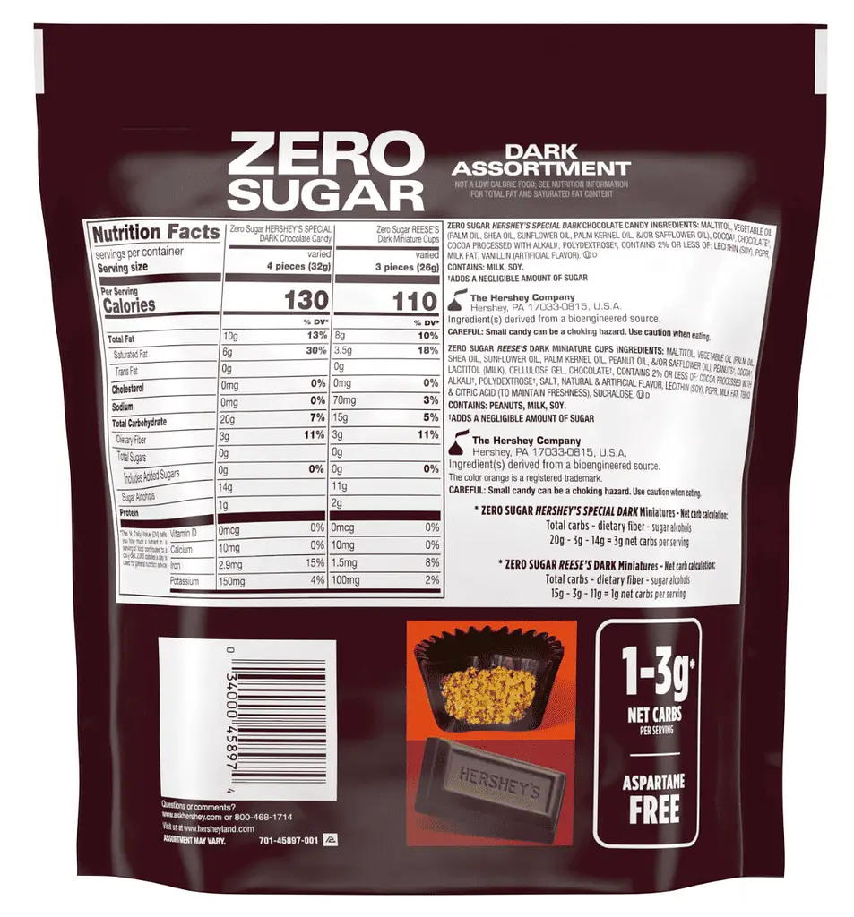 Мікс шоколадних цукерок Hershey's And Reese's Zero Sugar Assorted Dark Chocolate Candy 439г - фото 2