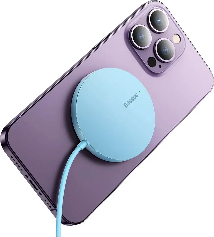 Бездротовий зарядний пристрій Baseus Simple Xiaomini3 Magnetic Wireless Charger 15W CCJJ040205 Purple - фото 3