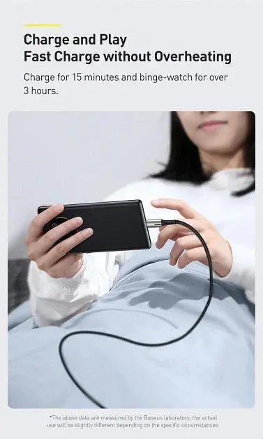 Кабель Baseus Water Drop-shaped Lamp Super Charge Cable USB to Type-C 66W 1m CATSD-M01 Black - фото 2