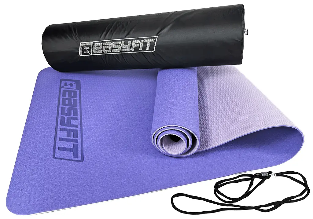 Килимок для йоги та фітнеса EasyFit TPE+TC 6мм двошаровий + Чохол бузковий з св.бузковим (EF-1924s-VV) - фото 8