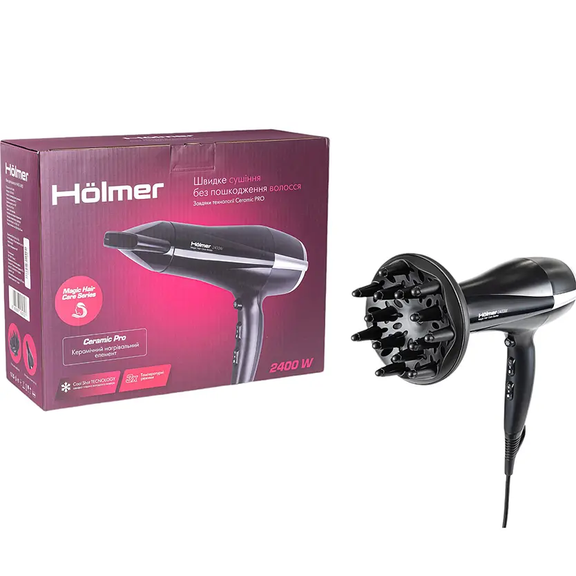 Фен для волос Holmer HHD-240D черный (HHD-240D) - фото 8