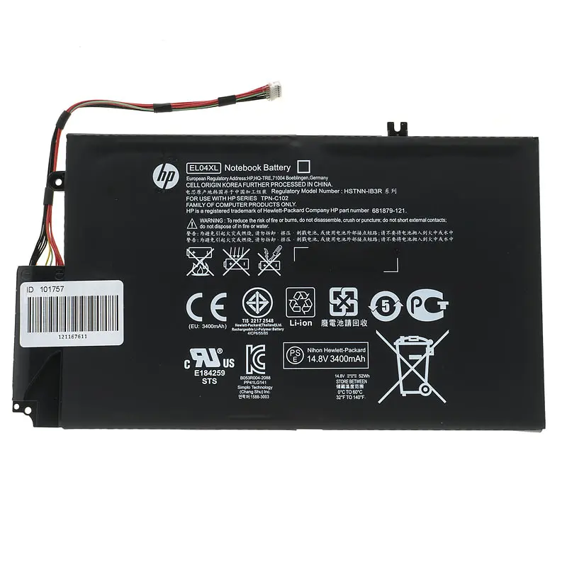 Акумулятор для ноутбука HP EL04XL (ENVY 4-1000, 4-1100, 4-1200, SLEEKBOOK 4T-1000 series) 14.8V 3400 mAh 52Wh Black (HSTNN-IB3R) - фото 3