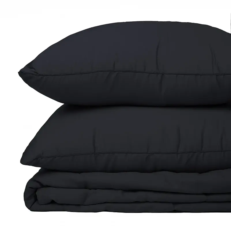 Летний постельный комплект MirSon Line Satin Light Pro Black Ecosilk Евро (2200010972412) - фото 7