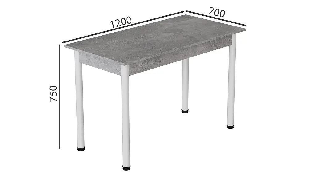 Стол кухонный Ferrum-decor Бенита 75x120x70 Белый ДСП Бетон 16мм (FRD-105567) - фото 4