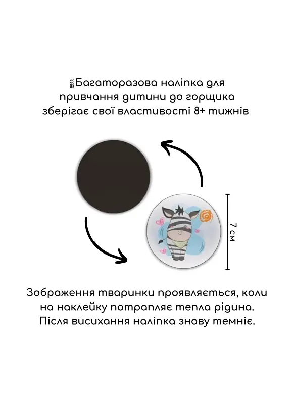 Термонаклейки для привчання до горщика дитячі для малюків багаторазові набір з 5 штук MegaZayka тварини - фото 2