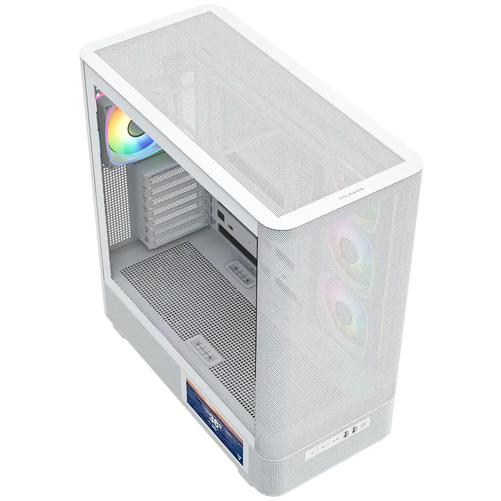 Корпус ModeCom VOLCANO AQ400 ARGB MIDI SIDE LCD 6,2” 4x120mm fans WHITE без БЖ ATX - фото 7