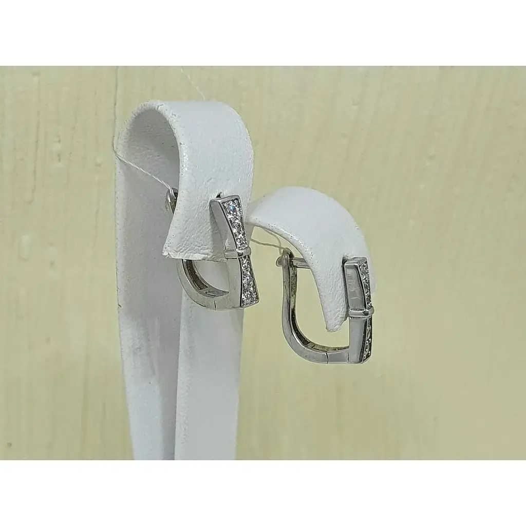 Срібні сережки Подіум Бантик з фіанітами. GE1158 - фото 4