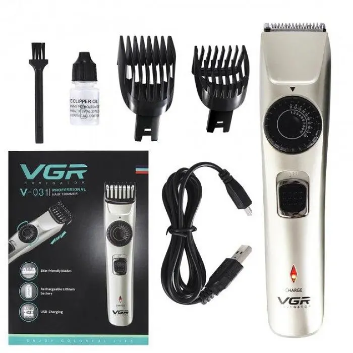 Бездротова машинка для стрижки волосся електрична VGR V 031 USB Charge - фото 2