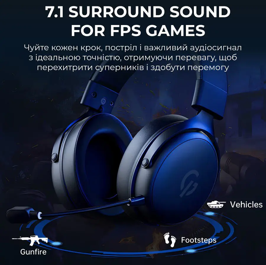 Игровые наушники беспроводные GamePro HSW-191-BL Asgard Skadi Wireless 7.1 Black - фото 8
