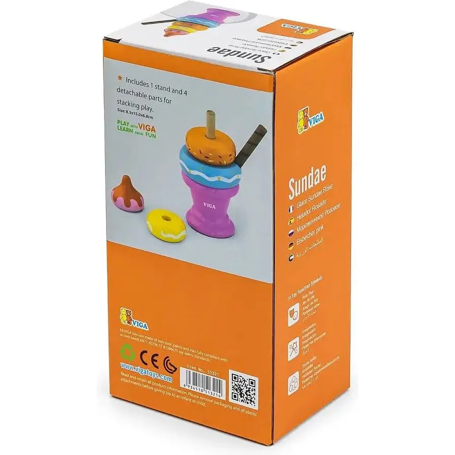 Пірамідка Viga Toys Морозиво дерев'яна рожева (51321) - фото 3